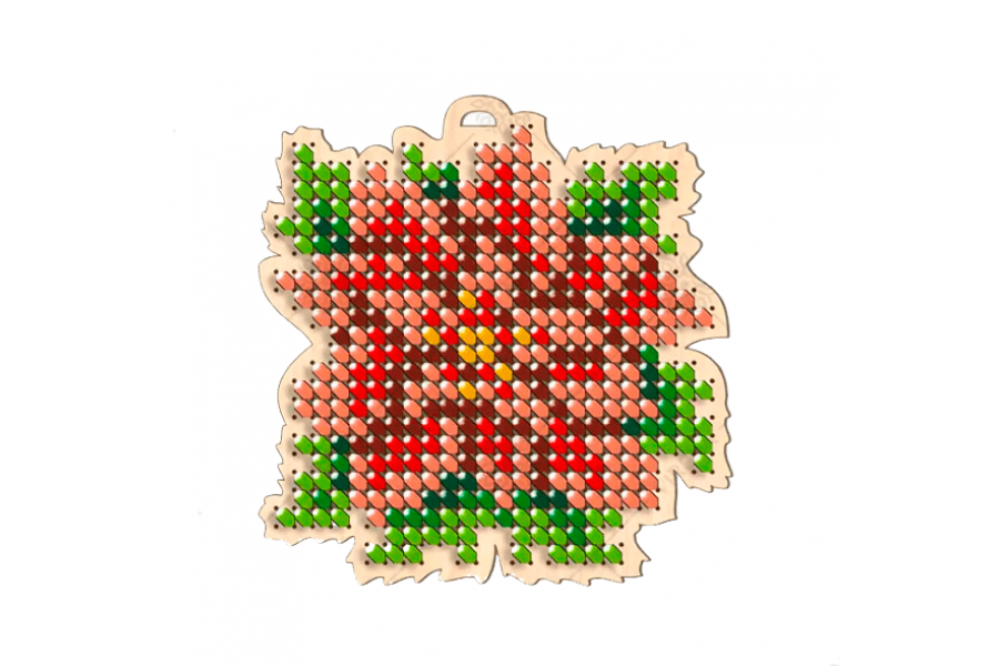 Заготовка для вишивки ялинкової іграшки "Пуансеттія" ІДН міні_016